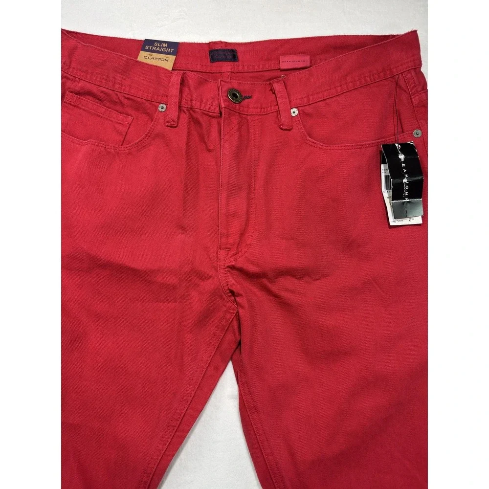Sean John Clayton Jeans Mens 34x32 Red Slim Straight Denim Chili Pepper Casual